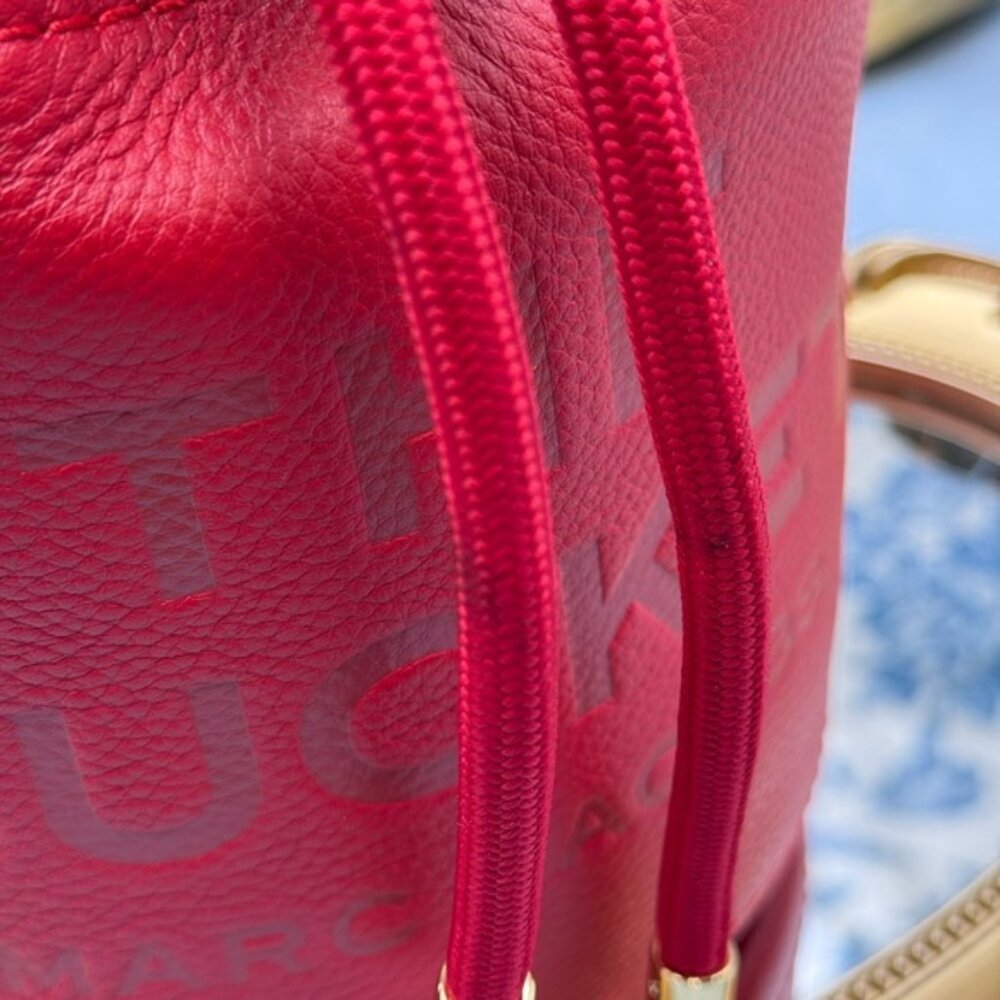 🆕 MARC JACOBS 🧿 NWT The Leather Bucket Bag, Red Leather - Picture 15 of 16